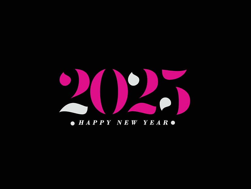 Happy New Year 2025 Text Typography Design